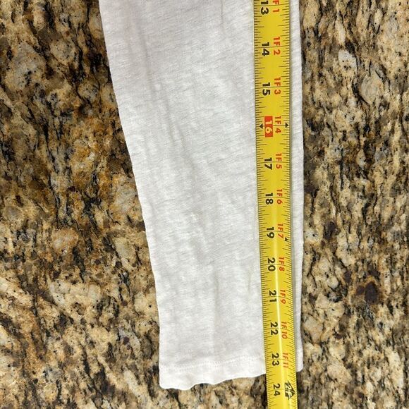 Frame White Linen Shirred Long Sleeve Ruched Front T-Shirt Size M - Picture 9 of 10